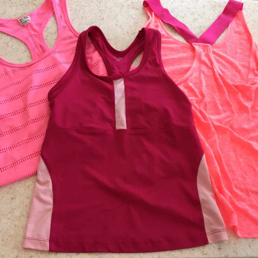 Set of 3 pink workout tops Like new champion brand